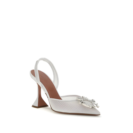 Amina Muaddi White High Heel Pumps