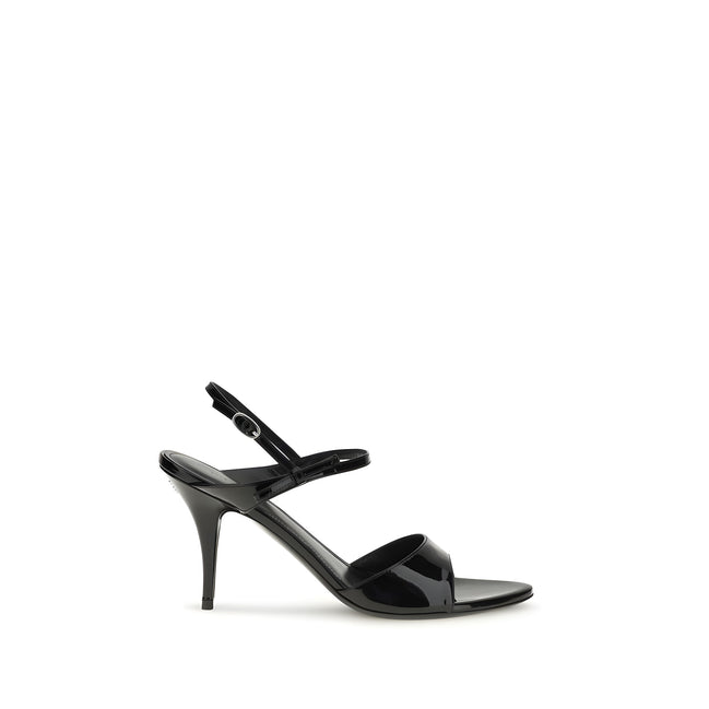 Balenciaga Black Calf Leather Stiletto Heel Sandals