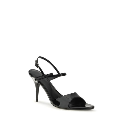 Balenciaga Black Calf Leather Stiletto Heel Sandals