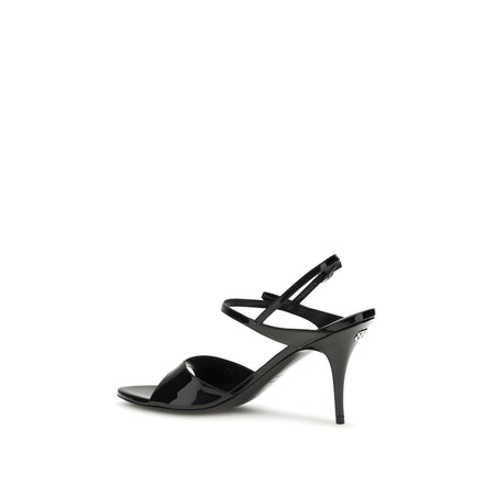 Balenciaga Black Calf Leather Stiletto Heel Sandals