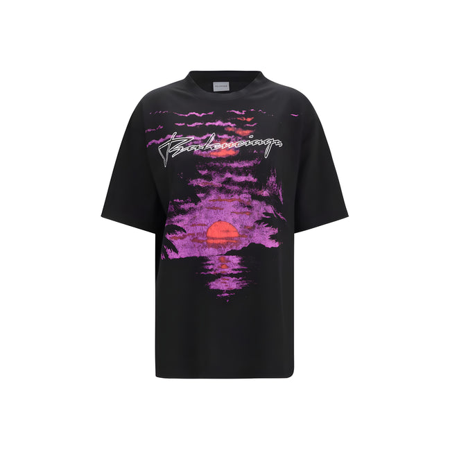 Tricou Balenciaga negru din bumbac