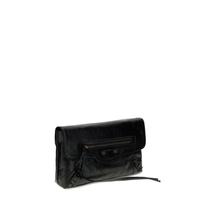 Plic Balenciaga negru din piele de miel