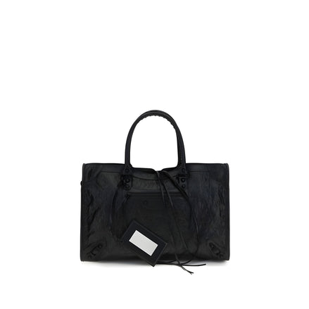 Geantă de umăr Balenciaga neagră din piele de miel Le City