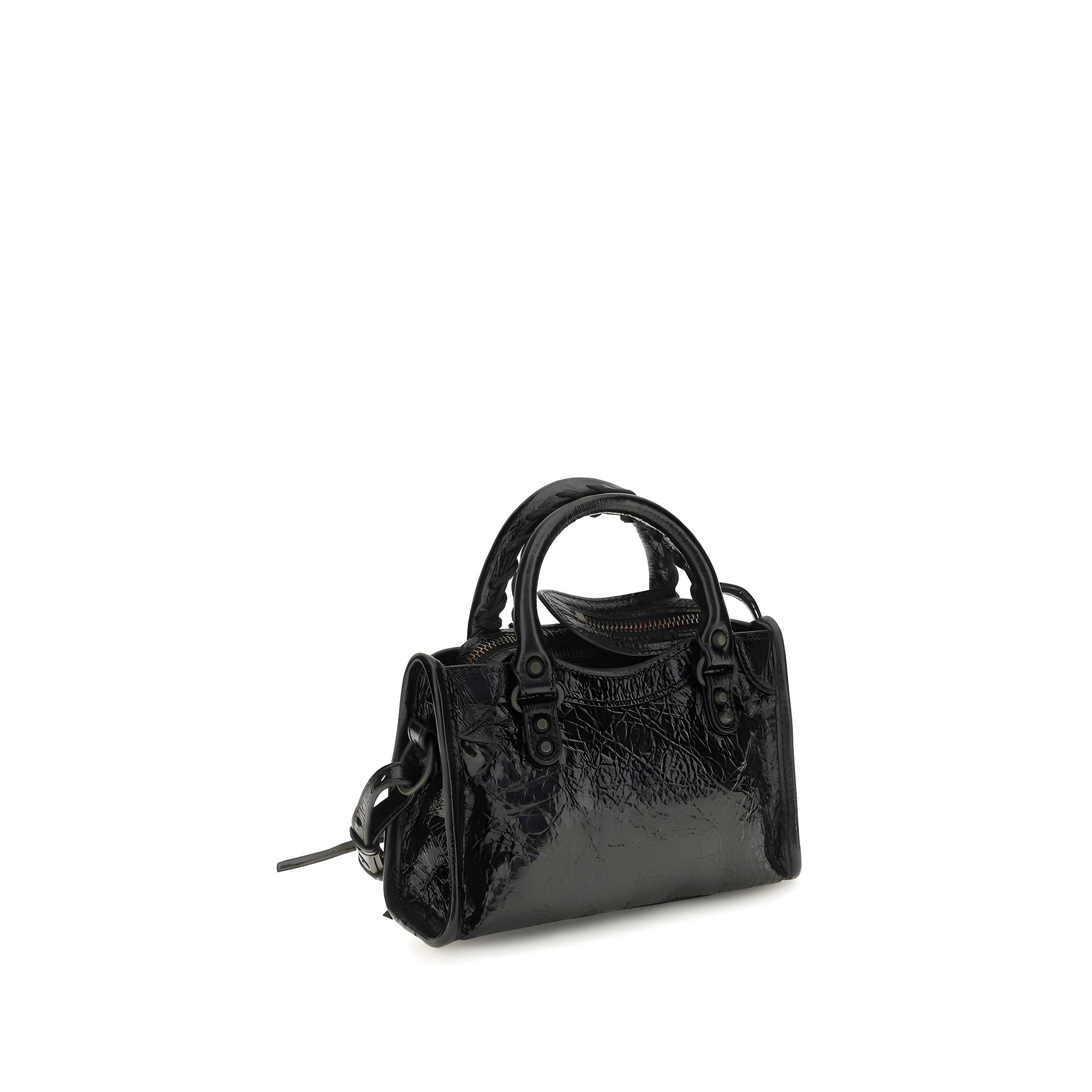 Geantă Balenciaga neagră din piele de miel Le City Nano