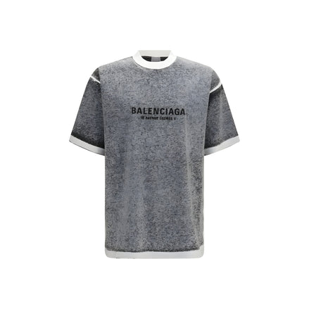 Tricou Balenciaga gri din bumbac