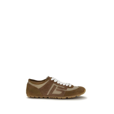 Balmain Beige Calf Leather Athletic Sneakers