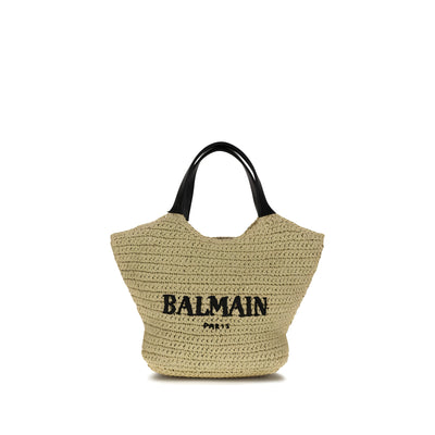 Geantă de umăr Balmain din viscoză bej