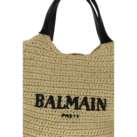 Geantă de umăr Balmain bej din vâscoză