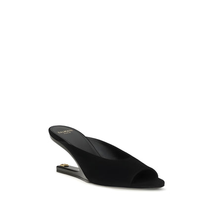 Balmain Black Goatskin Mules