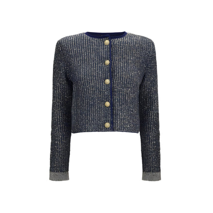 Cardigan Balmain albastru din poliamidă