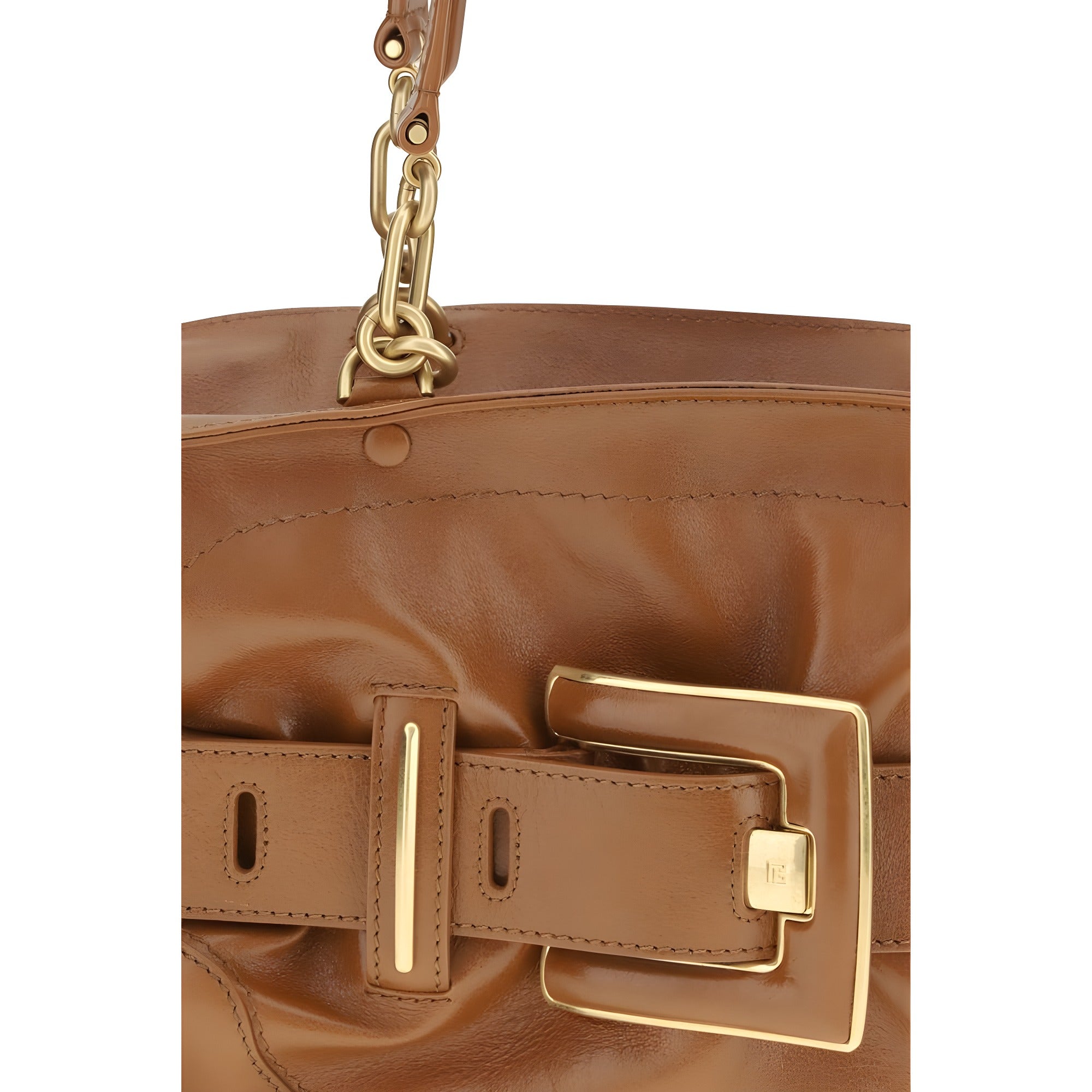 Balmain Brown Calf Leather Handbag