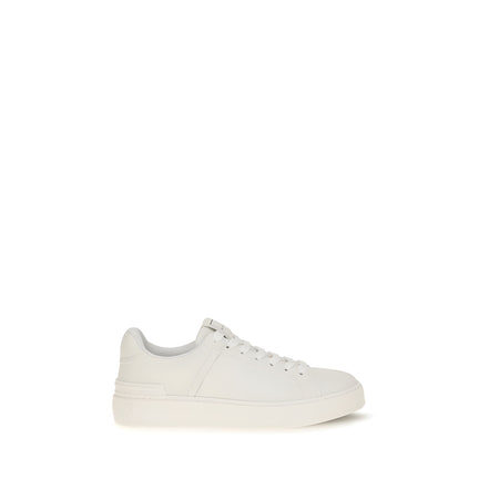 Balmain White Calf Leather Athletic Sneakers