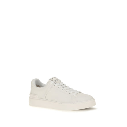 Balmain White Calf Leather Athletic Sneakers