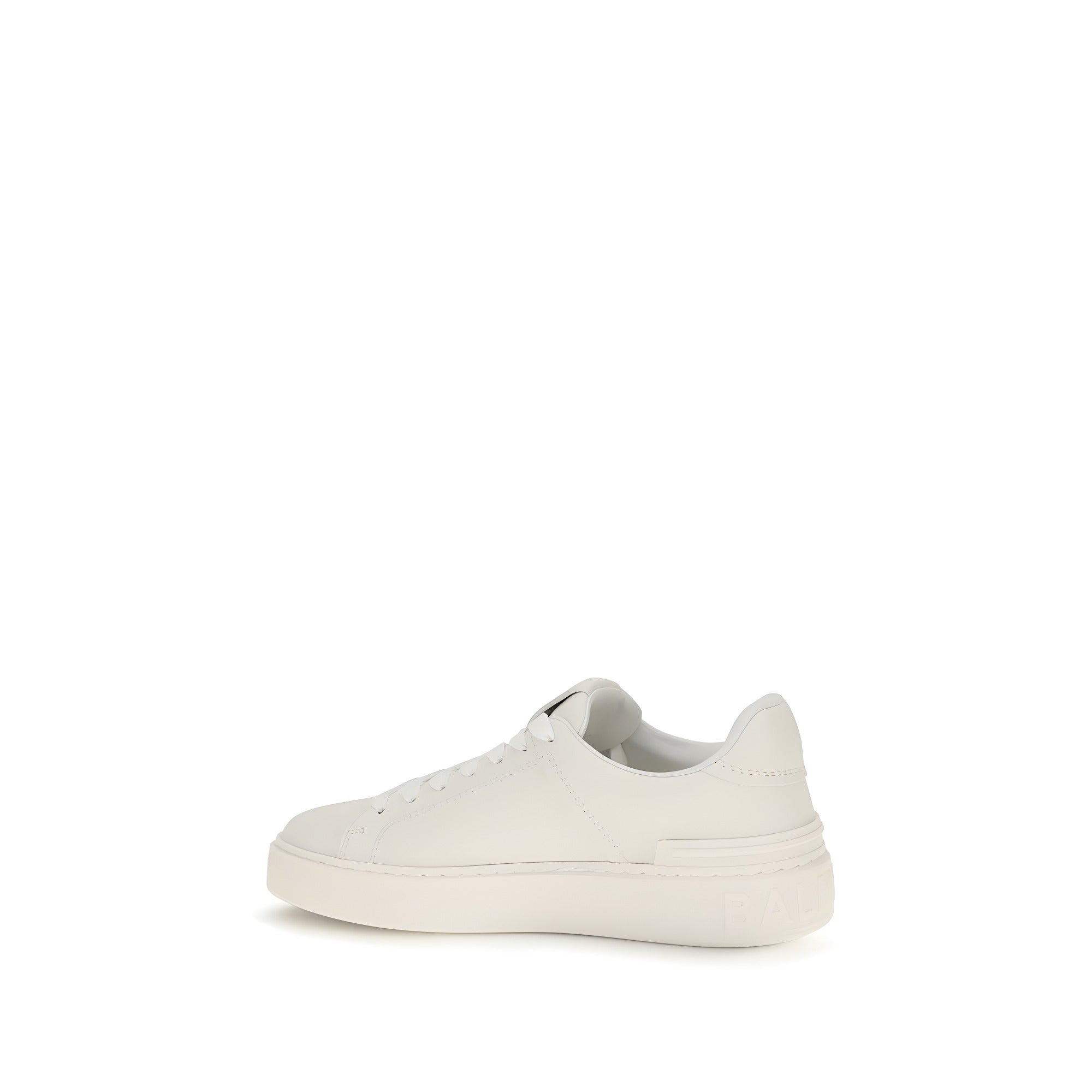 Balmain White Calf Leather Athletic Sneakers