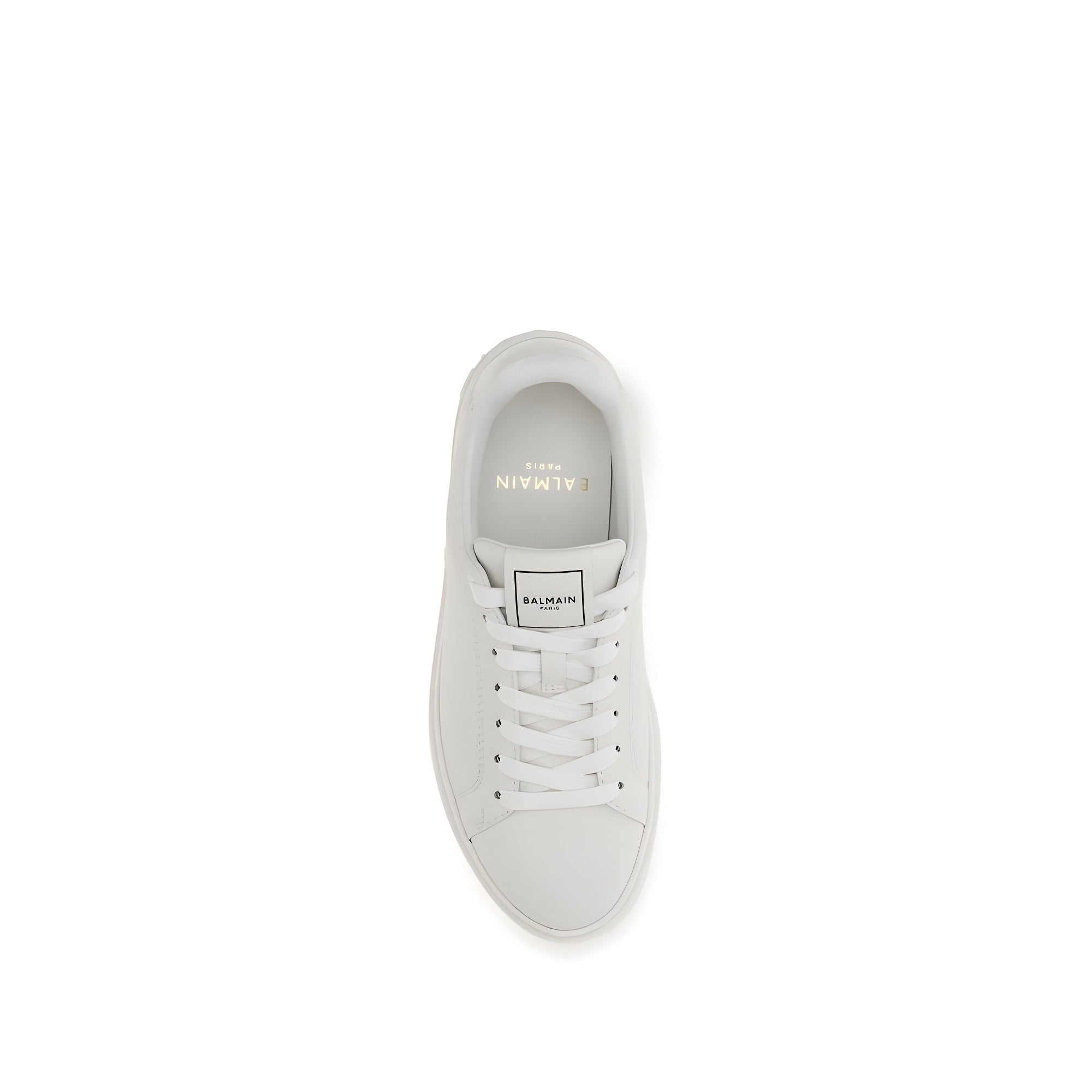 Balmain White Calf Leather Athletic Sneakers