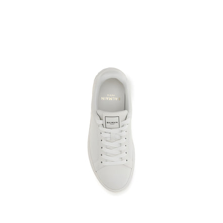 Balmain White Calf Leather Athletic Sneakers