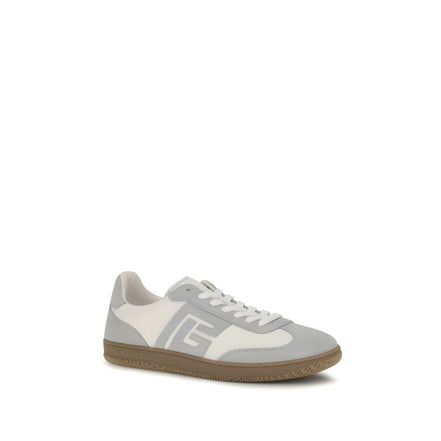 Balmain White Calf Leather Athletic Sneakers