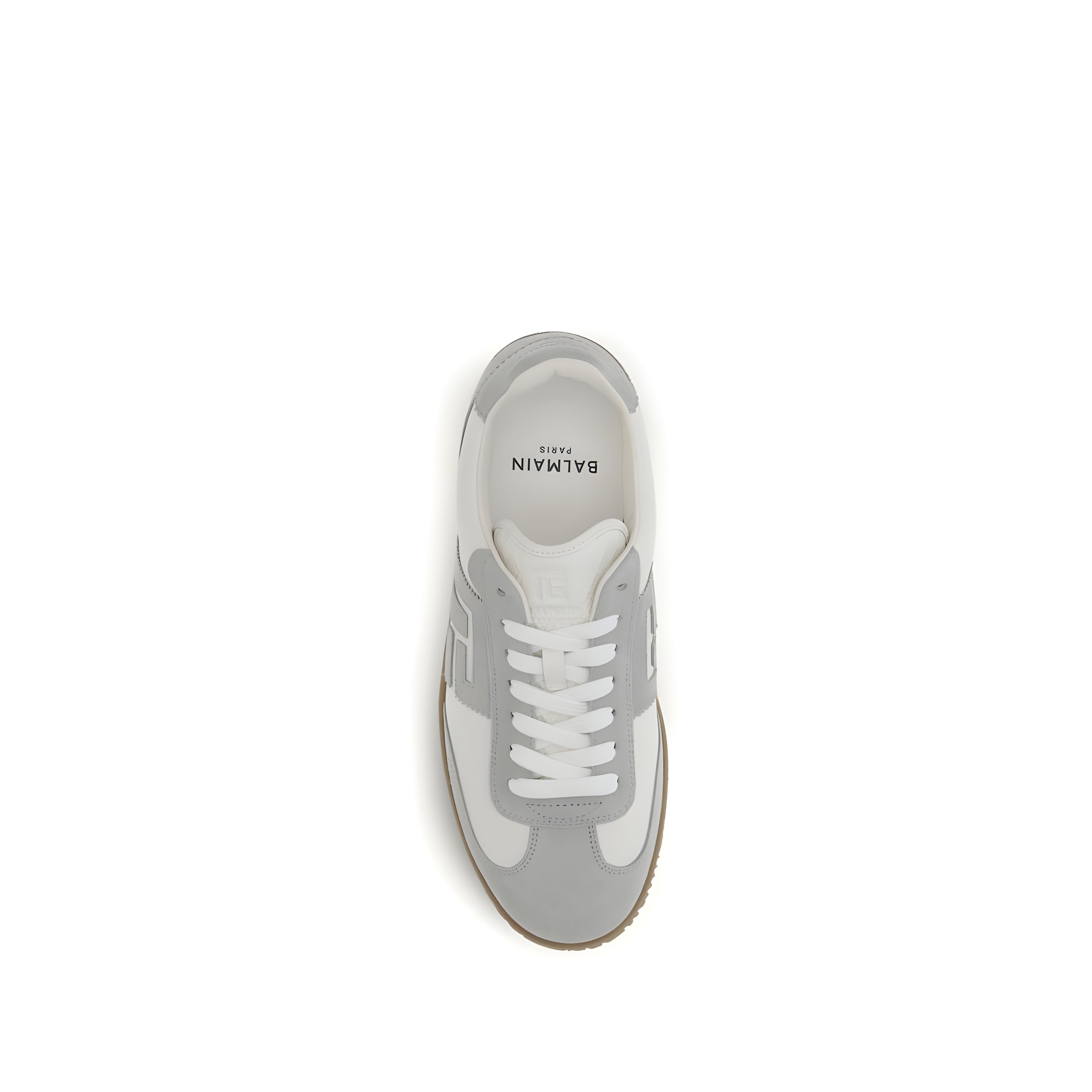 Balmain White Calf Leather Athletic Sneakers