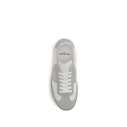 Balmain White Calf Leather Athletic Sneakers
