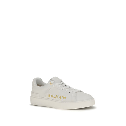 Sneakers low top Balmain albi din piele