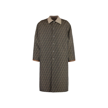 Palton Fendi bej din bumbac