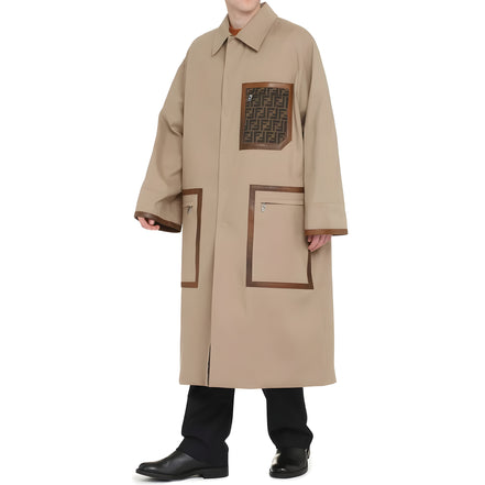 Palton Fendi bej din bumbac