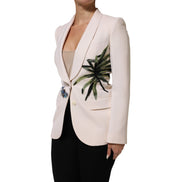 Dolce & Gabbana Jachetă bej brodată, la un rând de nasturi