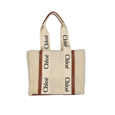 Chloé Beige Shearling Tote Bag