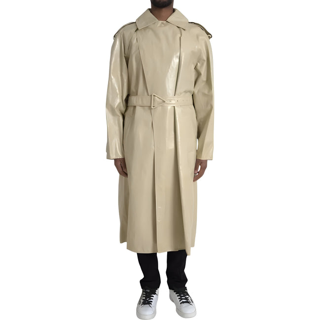Bottega Veneta Palton tip trench din piele bej