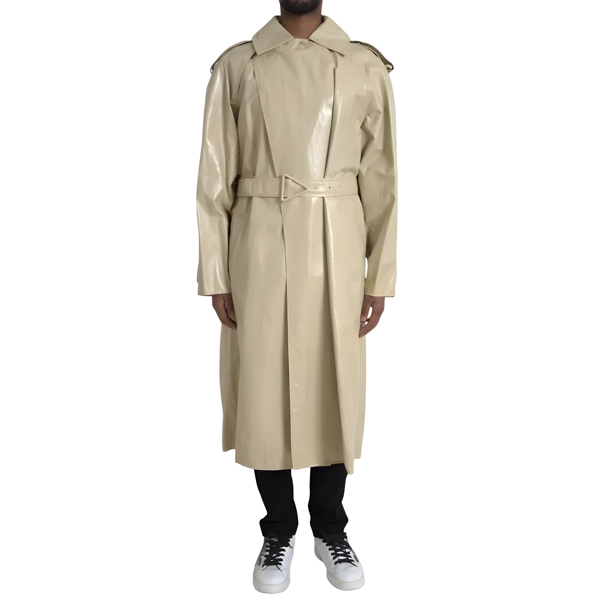 Bottega Veneta Palton tip trench din piele bej
