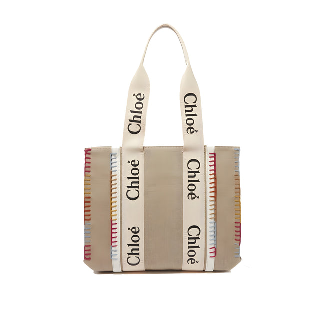 Chloé Beige Linen Tote Bag
