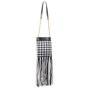 Geantă de umăr Versace din piele și material textil, alb-negru