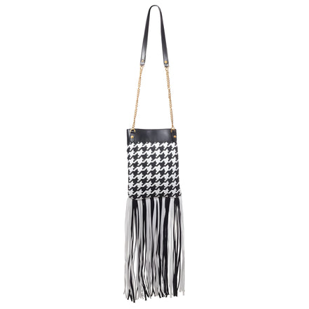Geantă de umăr Versace din piele și material textil, alb-negru