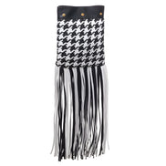 Geantă de umăr Versace din piele și material textil, alb-negru