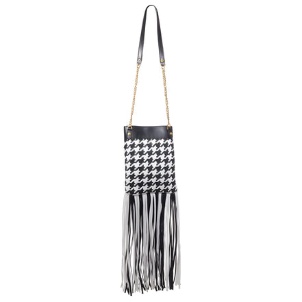 Geantă de umăr Versace din piele și material textil, alb-negru