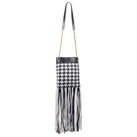 Versace Black And White Leather And Textile Shoulder Bag