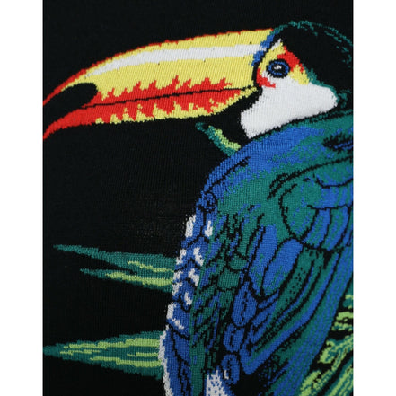 Dolce & Gabbana Black Bird Cardigan Pulover Lână Mânecă Lungă