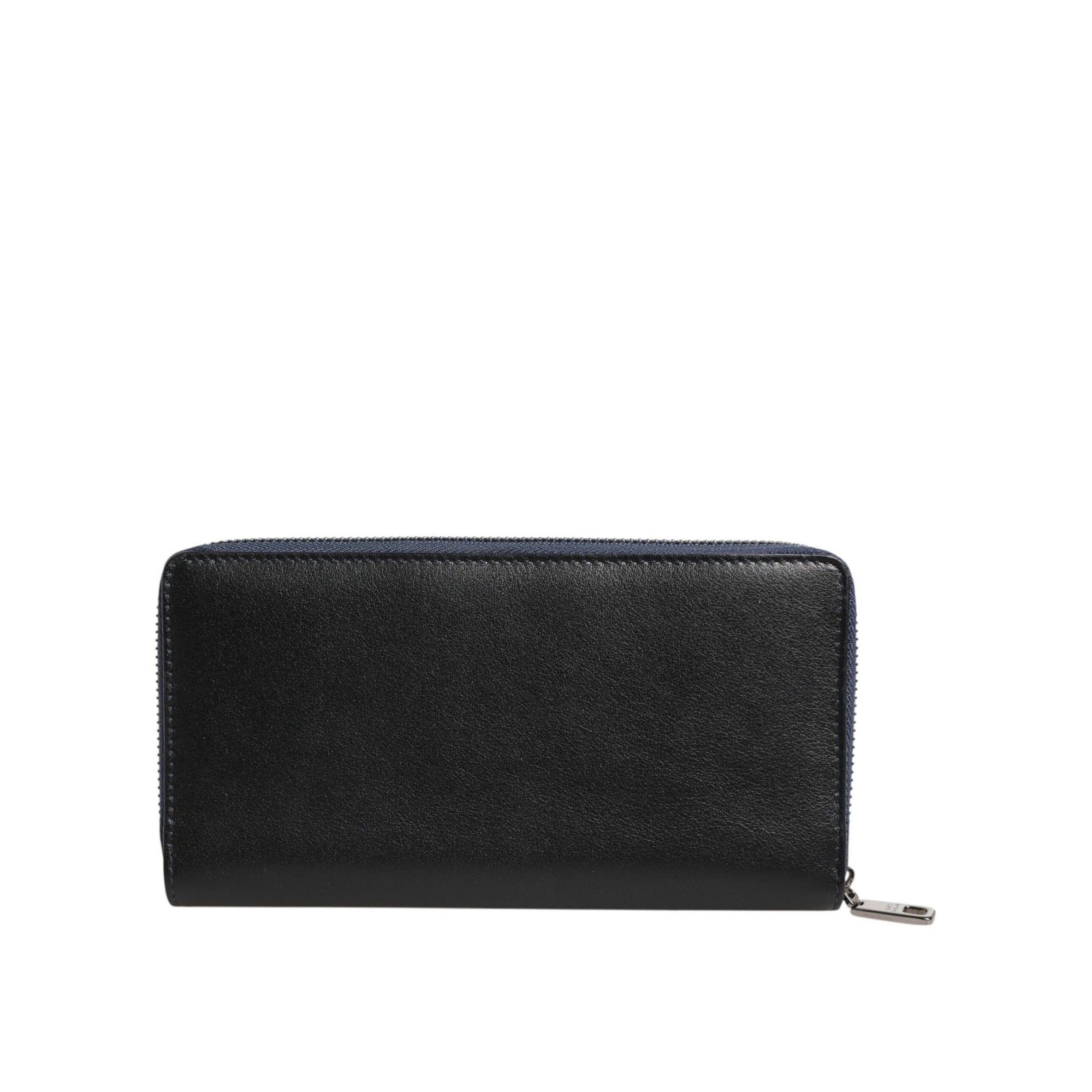 Portofel de damă Dolce & Gabbana Continental clutch, din piele exotică, negru și albastru
