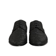 Dolce & Gabbana Black Brocade Lace-Up Derby Shoes
