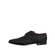 Dolce & Gabbana Black Brocade Lace-Up Derby Shoes