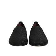 Mocasini tip rochie slip-on din brocart negru Dolce & Gabbana