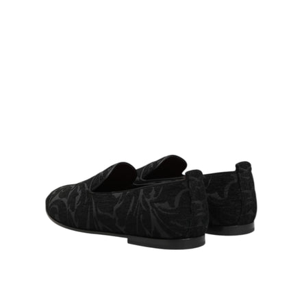 Mocasini tip rochie slip-on din brocart negru Dolce & Gabbana