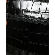 Balenciaga Black Brown Exotic Leather Vertical Crossbody Bag