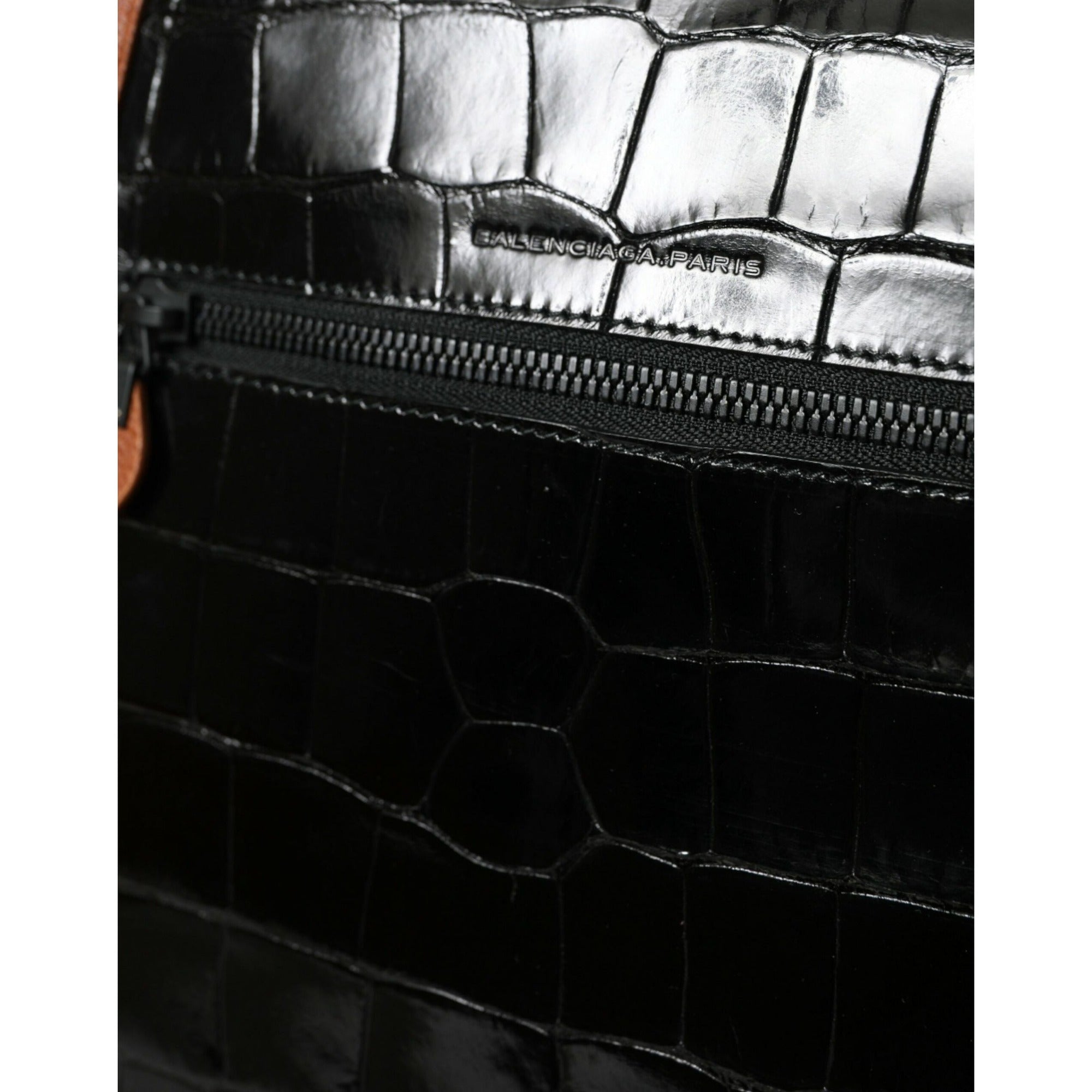 Balenciaga Black Brown Exotic Leather Vertical Crossbody Bag