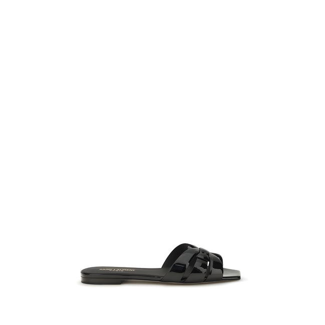 Sandale negre plate Saint Laurent