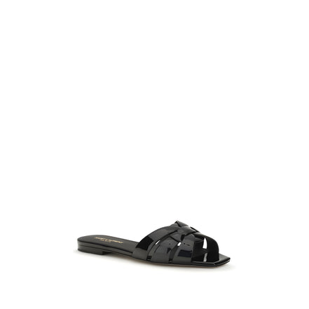 Sandale negre plate Saint Laurent