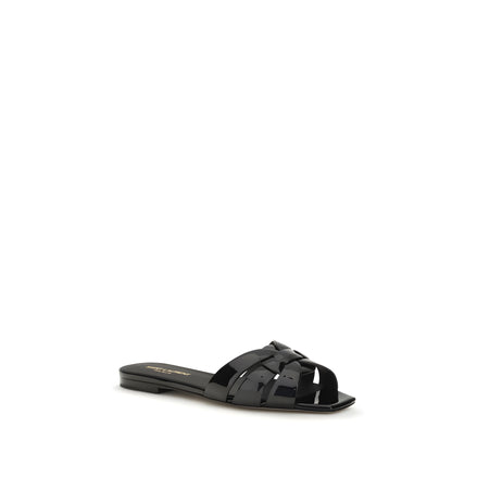Saint Laurent Black Flat Sandals