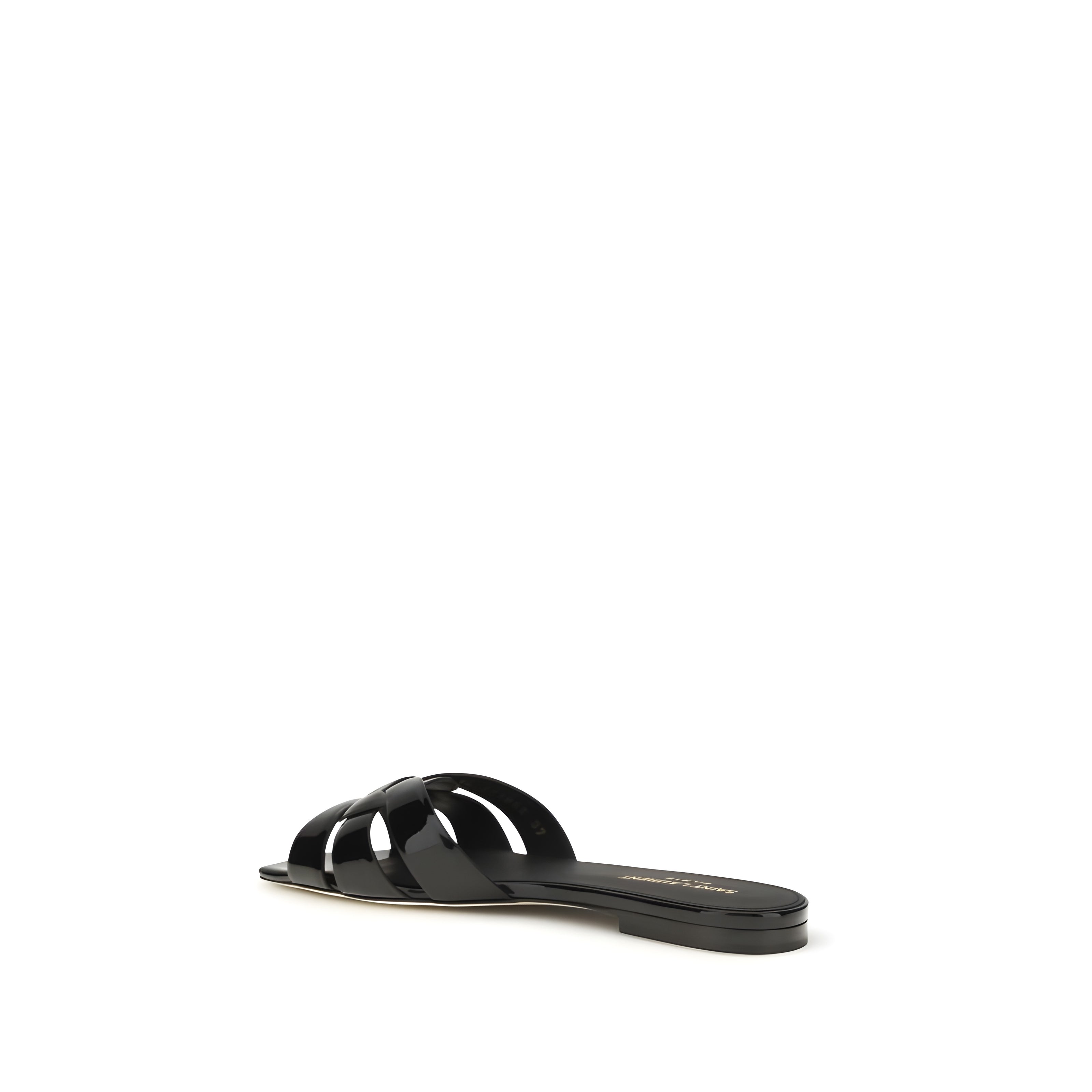 Sandale negre plate Saint Laurent