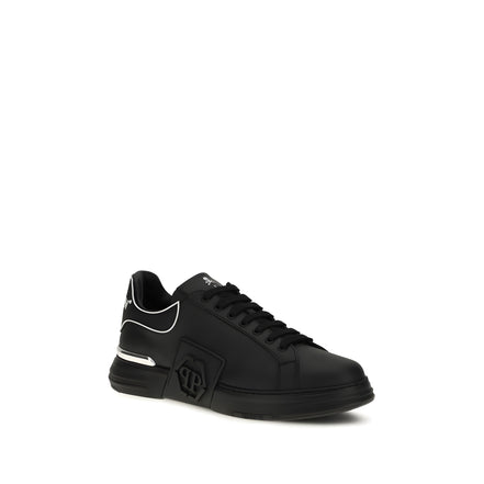 Sneakerși negri jos Philipp Plein