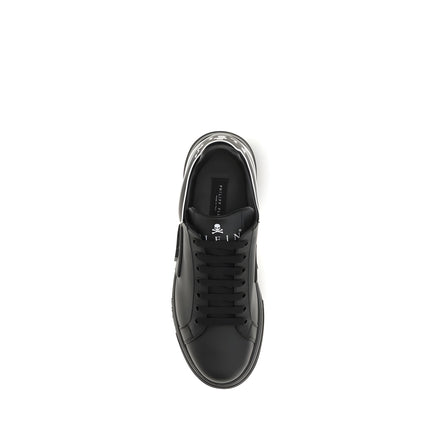 Sneakerși negri jos Philipp Plein